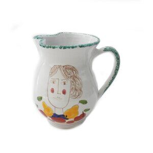 Ceramiche Desuir Ceramic Wine Pitcher Milk Jar Hand-painted Cubist Lady Woman